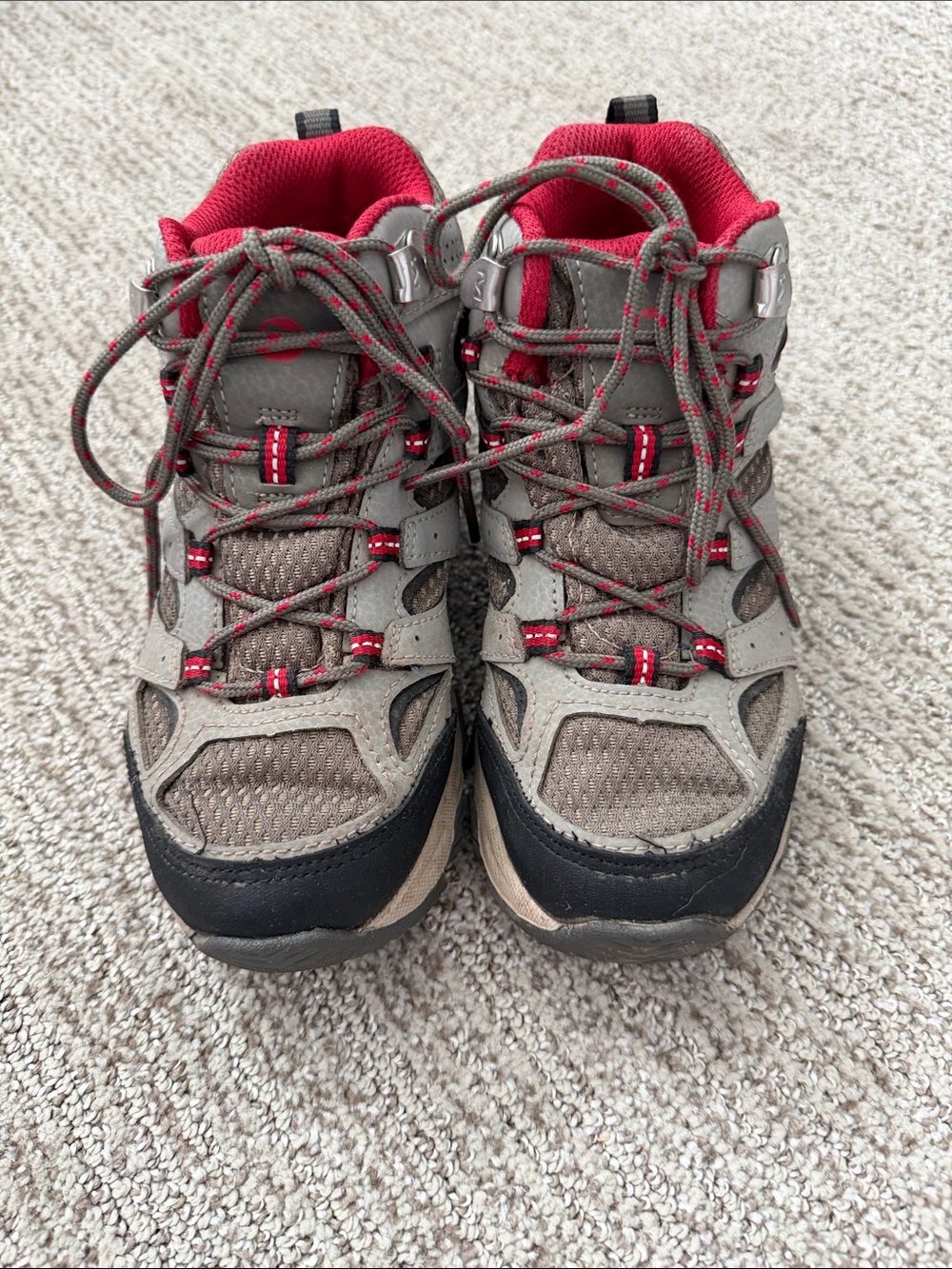 Merrell Kids Waterproof Moab 3 Hiking Boots - Gray with Red